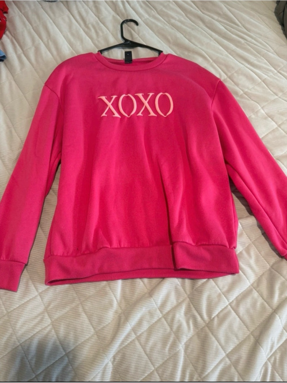 SHEIN Hot Pink XOXO Crewneck Sweatshirt